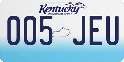 KY license plate 005JEU