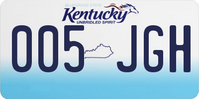 KY license plate 005JGH