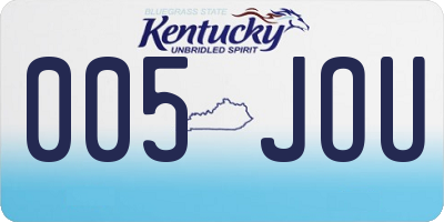 KY license plate 005JOU
