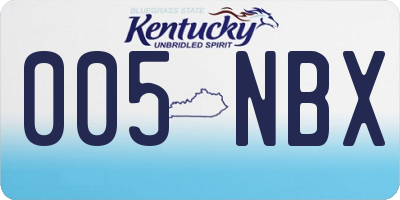 KY license plate 005NBX