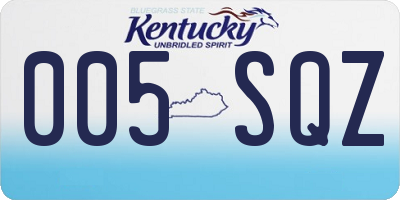 KY license plate 005SQZ