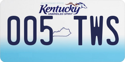 KY license plate 005TWS