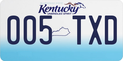 KY license plate 005TXD