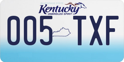 KY license plate 005TXF
