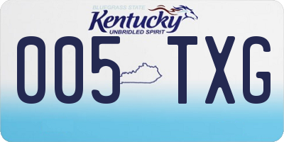 KY license plate 005TXG