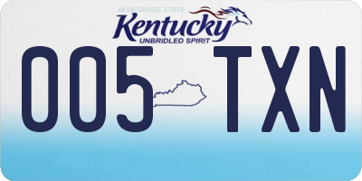KY license plate 005TXN