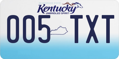 KY license plate 005TXT