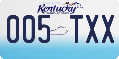 KY license plate 005TXX