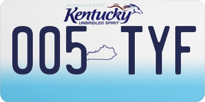 KY license plate 005TYF