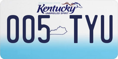 KY license plate 005TYU