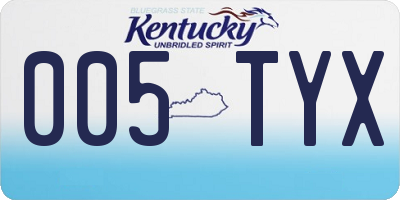 KY license plate 005TYX