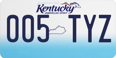 KY license plate 005TYZ