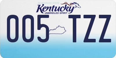 KY license plate 005TZZ