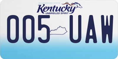 KY license plate 005UAW