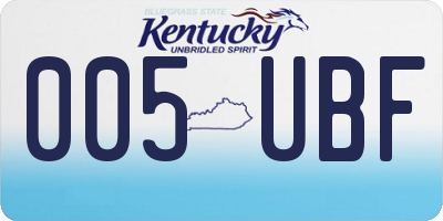 KY license plate 005UBF