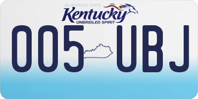 KY license plate 005UBJ