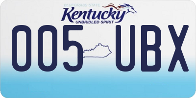 KY license plate 005UBX