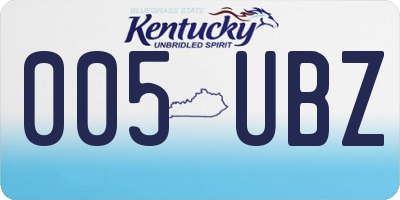 KY license plate 005UBZ