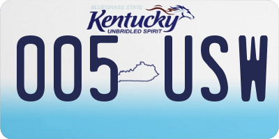 KY license plate 005USW