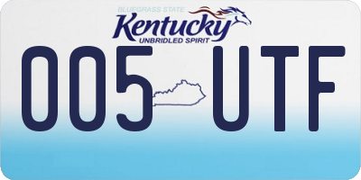 KY license plate 005UTF