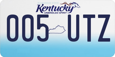 KY license plate 005UTZ