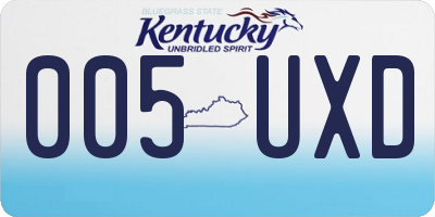 KY license plate 005UXD