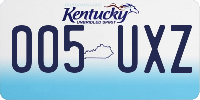 KY license plate 005UXZ