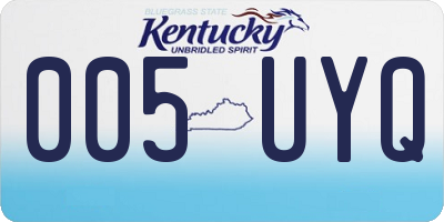 KY license plate 005UYQ