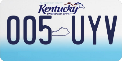 KY license plate 005UYV