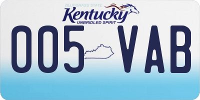 KY license plate 005VAB
