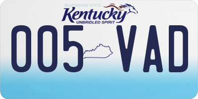 KY license plate 005VAD