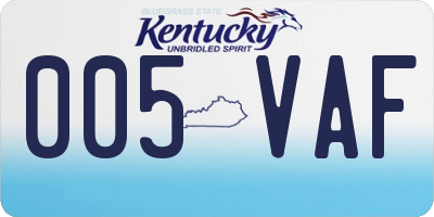KY license plate 005VAF