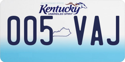 KY license plate 005VAJ