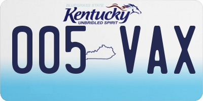 KY license plate 005VAX