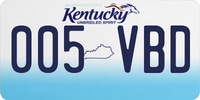 KY license plate 005VBD