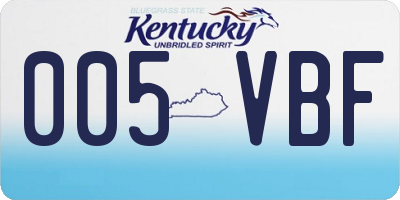 KY license plate 005VBF