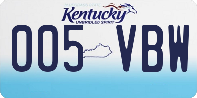 KY license plate 005VBW