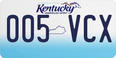 KY license plate 005VCX
