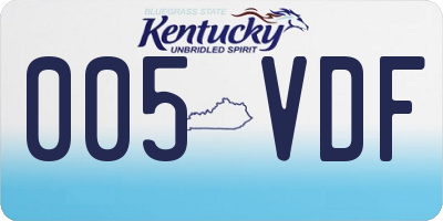 KY license plate 005VDF
