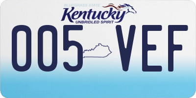 KY license plate 005VEF