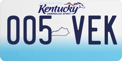 KY license plate 005VEK