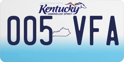 KY license plate 005VFA