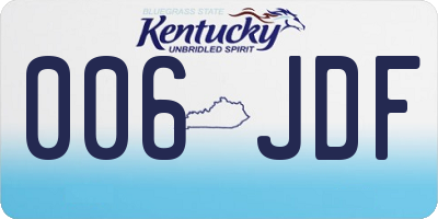 KY license plate 006JDF