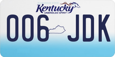 KY license plate 006JDK