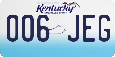 KY license plate 006JEG