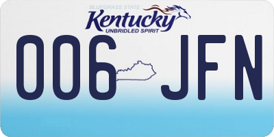 KY license plate 006JFN
