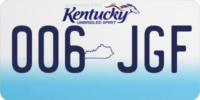 KY license plate 006JGF