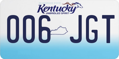 KY license plate 006JGT