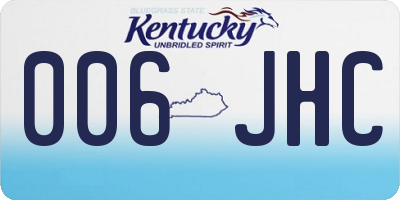 KY license plate 006JHC