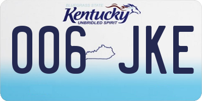 KY license plate 006JKE